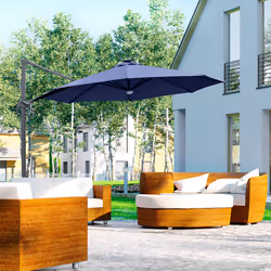 Outsunny 3(m) LED Cantilever Parasol Outdoor with Base Solar Lights Blue - Additional view 6