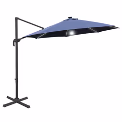 Outsunny 3(m) LED Cantilever Parasol Outdoor with Base Solar Lights Blue - Additional view 8