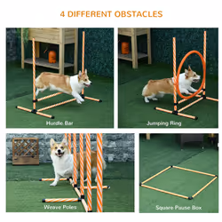 PawHut Pet Agility Training Equipment Dog Jump Hurdle Bar Obedience Training Set