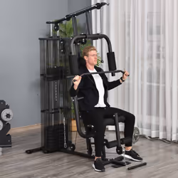 HOMCOM Multifunction Home Gym Weight Training Station Machine Black