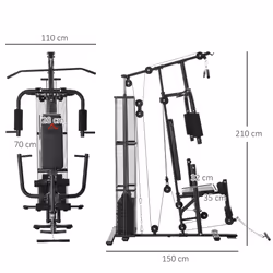 HOMCOM Multifunction Home Gym Weight Training Station Machine Black - Additional view 8