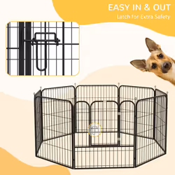 PawHut 8 Panels Heavy Duty Puppy Play Pen for Small, Medium Dogs 79Hcm