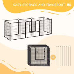 PawHut 8 Panels Heavy Duty Puppy Play Pen for Small, Medium Dogs 79Hcm - Additional view 4