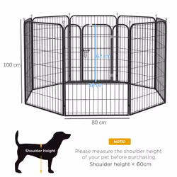 PawHut 8 Panels Heavy Duty Puppy Play Pen for Large, Medium Dogs 100Hcm