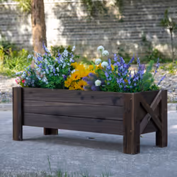 Outsunny Wooden Garden Raised Bed Planter Grow Containers Pot, 100x36.5x36cm