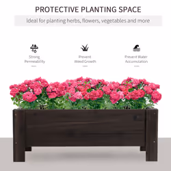 Outsunny Wooden Garden Raised Bed Planter Grow Containers Pot, 100x36.5x36cm