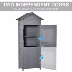 Outsunny Wood Garden Storage Shed Tool Cabinet w/ Felt Roof, 189x82x49cm, Grey - Additional view 4