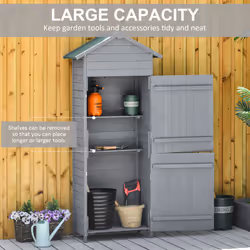 Outsunny Wood Garden Storage Shed Tool Cabinet w/ Felt Roof, 189x82x49cm, Grey - Additional view 5