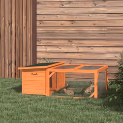 PawHut Rabbit Hutch with Run Small Animal Guinea Pig House with Openable Roof