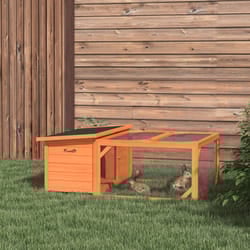 PawHut Rabbit Hutch with Run Small Animal Guinea Pig House with Openable Roof