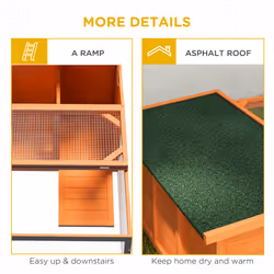 PawHut Rabbit Hutch with Run Small Animal Guinea Pig House with Openable Roof - Additional view 5