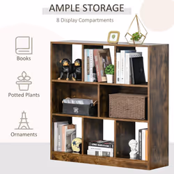 HOMCOM Storage Shelf 3-Tier Bookcase Display Rack Home Organizer