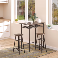 HOMCOM 3-Piece Dining Set with 2 Matching Chairs and 1 Table Black and Oak
