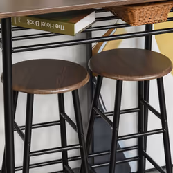 HOMCOM 3-Piece Dining Set with 2 Matching Chairs and 1 Table Black and Oak - Additional view 6