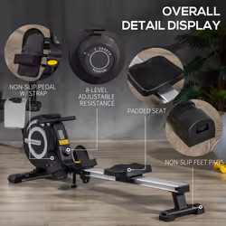HOMCOM Fitness Adjustable Magnetic Rowing Machine Rower w/ LCD Digital Monitor