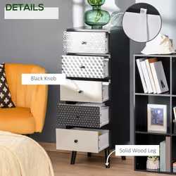 HOMCOM Chest of Drawers, 5 Drawer Storage Organiser Unit Bedroom, Black