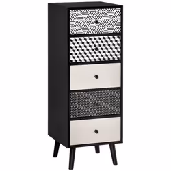 HOMCOM Chest of Drawers, 5 Drawer Storage Organiser Unit Bedroom, Black - Additional view 8