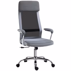 Vinsetto Office Chair Mesh High Back Swivel Task Home Desk Chair w/ Arm, Grey - Additional view 7