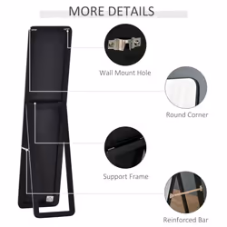 HOMCOM Full Length Mirror Free Standing or Wall Mount Dressing Bedroom Black - Additional view 4
