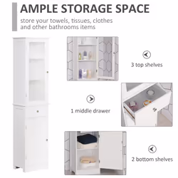 kleankin Storage Cabinet Organizer Tower w/ Multiple Shelves & Drawer - Additional view 6