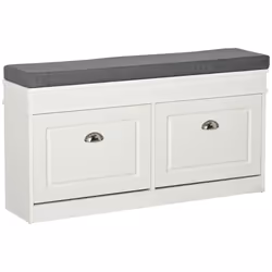 HOMCOM Shoe Storage Bench Seat Cushion, Cabinet Organizer W/ Drawers