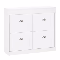 HOMCOM Shoe Cabinet with 4 Flip Drawers Storage Cupboard with Shelf