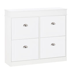 HOMCOM Shoe Cabinet with 4 Flip Drawers Storage Cupboard with Shelf