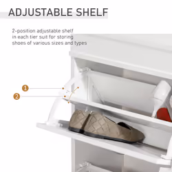 HOMCOM Shoe Cabinet with 4 Flip Drawers Storage Cupboard with Shelf
