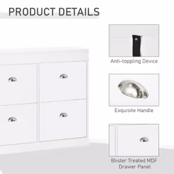 HOMCOM Shoe Cabinet with 4 Flip Drawers Storage Cupboard with Shelf - Additional view 4