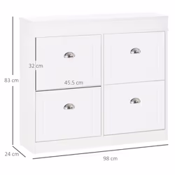 HOMCOM Shoe Cabinet with 4 Flip Drawers Storage Cupboard with Shelf - Additional view 8