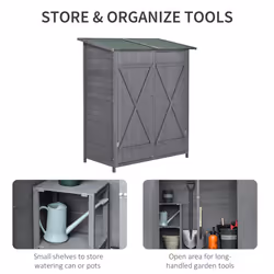 Outsunny Garden Storage Shed Tool Organizer w/ Table, 139x75x160cm, Grey - Additional view 4