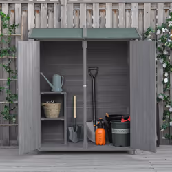 Outsunny Garden Storage Shed Tool Organizer w/ Table, 139x75x160cm, Grey - Additional view 5