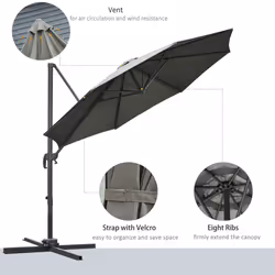 Outsunny 3(m) Garden Banana Parasol Patio Cantilever Hanging Umbrella Dark Grey - Additional view 4