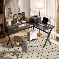 HOMCOM L-Shaped Corner Computer Desk Laptop Workstation PC Table Home Office