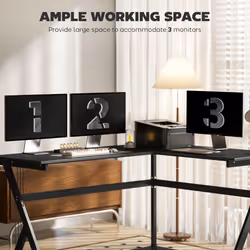 HOMCOM L-Shaped Corner Computer Desk Laptop Workstation PC Table Home Office