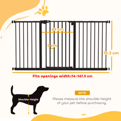 PawHut Adjustable Safety Gate w/ 3 Extensions and Four Adjustable Screws, Black