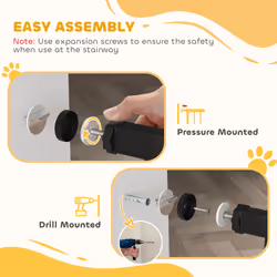 PawHut Adjustable Safety Gate w/ 3 Extensions and Four Adjustable Screws, Black - Additional view 6