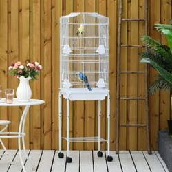 PawHut Bird Cage for Budgie Finch Canary Parakeet W/ Stand Sliding Tray White