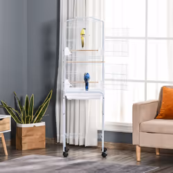 PawHut Bird Cage for Budgie Finch Canary Parakeet W/ Stand Sliding Tray White - Additional view 4