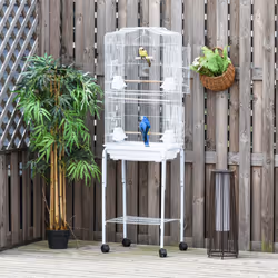 PawHut Bird Cage for Budgie Finch Canary Parakeet W/ Stand Sliding Tray White - Additional view 5
