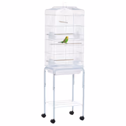 PawHut Bird Cage for Budgie Finch Canary Parakeet W/ Stand Sliding Tray White - Additional view 6
