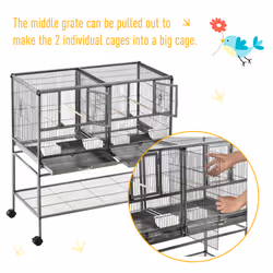 PawHut Double Rolling Bird Cage with Removable Metal Tray and Storage Shelf - Additional view 5