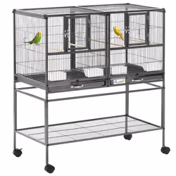 PawHut Double Rolling Bird Cage with Removable Metal Tray and Storage Shelf - Additional view 8