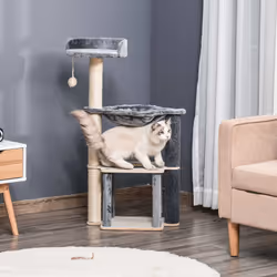 PawHut Cat Tree Tower Climbing  Activity Center with Sisal Scratching Post, Grey - Additional view 7