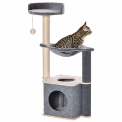 PawHut Cat Tree Tower Climbing  Activity Center with Sisal Scratching Post, Grey - Additional view 8