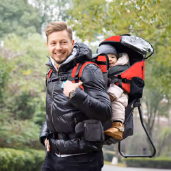 HOMCOM Baby Hiking Backpack Carrier w/ Detachable Rain Cover for Toddlers Red