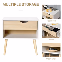 HOMCOM Bedside Table with Drawer & Shelf, Nightstand, End Table for Bedroom - Additional view 4