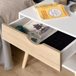 HOMCOM Bedside Table with Drawer & Shelf, Nightstand, End Table for Bedroom - Additional view 6