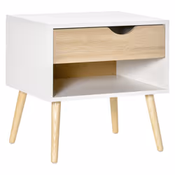 HOMCOM Bedside Table with Drawer & Shelf, Nightstand, End Table for Bedroom - Additional view 8
