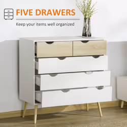 HOMCOM Chest of Drawers, 5 Drawer Storage Cabinet Unit Bedroom Living Room